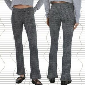 Urban Outfitters | Pria Knit Pull On Flare Pant Black White Tweed New Small NWT